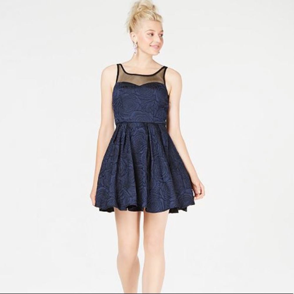 Royal Blue Rose Textured Homecoming Dress